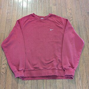 Y2K Grey Tag Nike Mini Swoosh Maroon Crewneck - Size XL